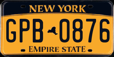 NY license plate GPB0876