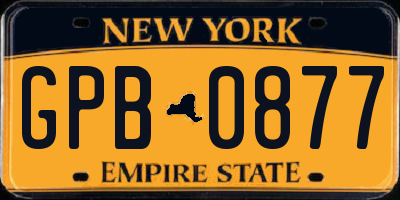 NY license plate GPB0877