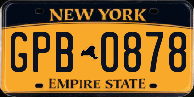 NY license plate GPB0878