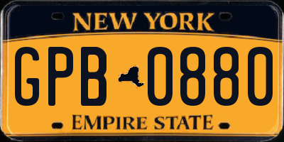 NY license plate GPB0880