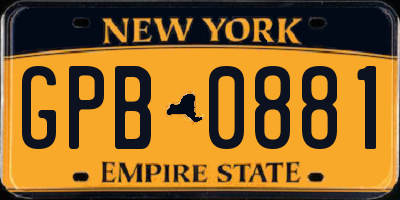 NY license plate GPB0881