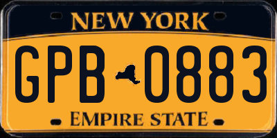 NY license plate GPB0883