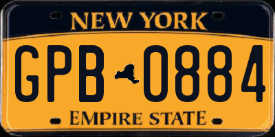 NY license plate GPB0884