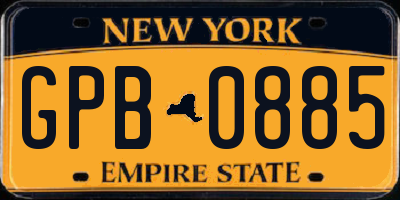 NY license plate GPB0885