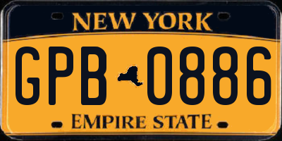 NY license plate GPB0886