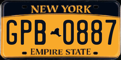NY license plate GPB0887
