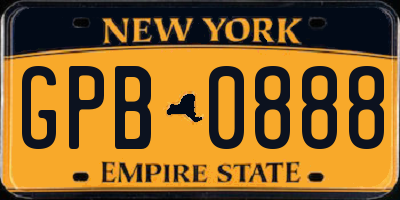 NY license plate GPB0888