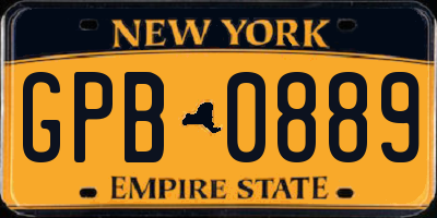 NY license plate GPB0889
