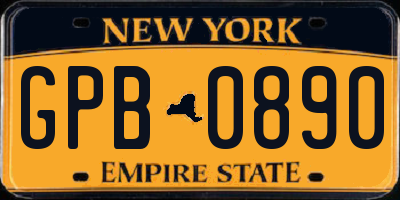 NY license plate GPB0890