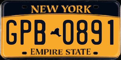 NY license plate GPB0891