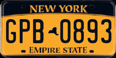 NY license plate GPB0893
