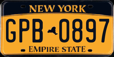 NY license plate GPB0897