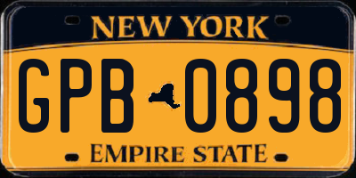 NY license plate GPB0898