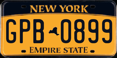 NY license plate GPB0899