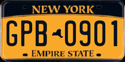 NY license plate GPB0901