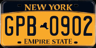 NY license plate GPB0902
