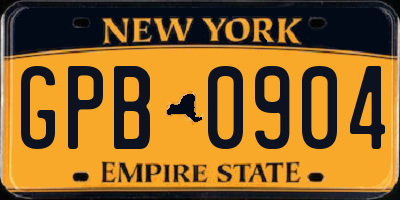 NY license plate GPB0904