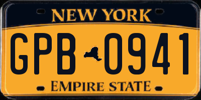NY license plate GPB0941