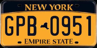 NY license plate GPB0951