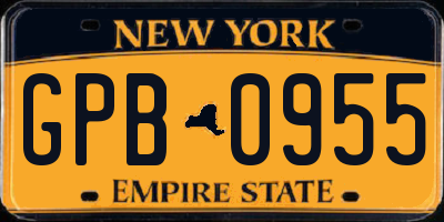 NY license plate GPB0955