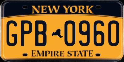NY license plate GPB0960