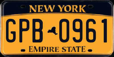 NY license plate GPB0961