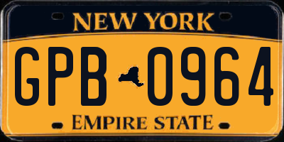 NY license plate GPB0964