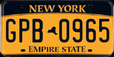 NY license plate GPB0965
