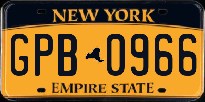 NY license plate GPB0966