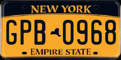 NY license plate GPB0968