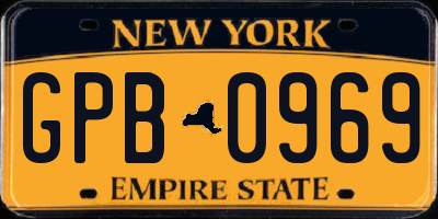 NY license plate GPB0969