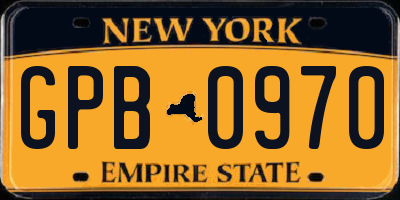 NY license plate GPB0970