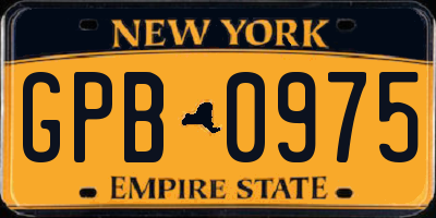 NY license plate GPB0975