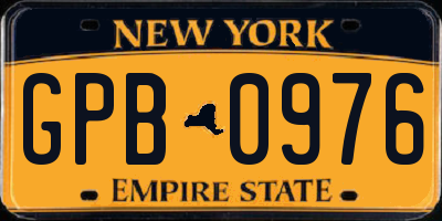 NY license plate GPB0976