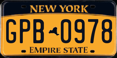 NY license plate GPB0978