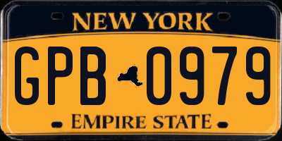 NY license plate GPB0979