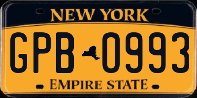 NY license plate GPB0993