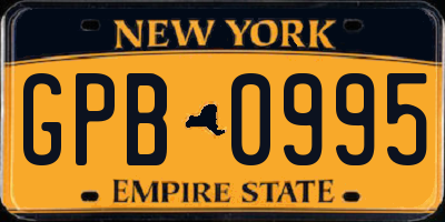 NY license plate GPB0995