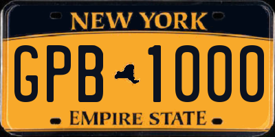 NY license plate GPB1000
