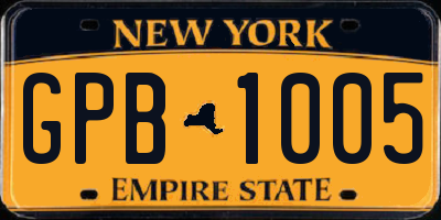 NY license plate GPB1005
