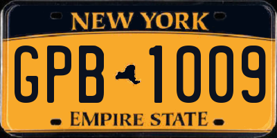NY license plate GPB1009