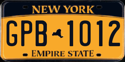 NY license plate GPB1012