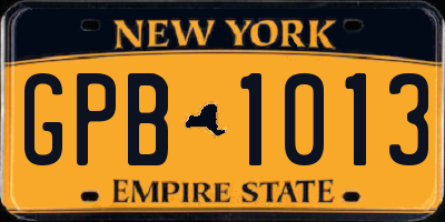 NY license plate GPB1013