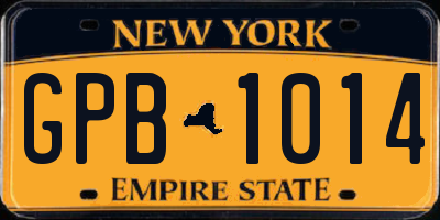 NY license plate GPB1014