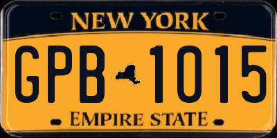 NY license plate GPB1015