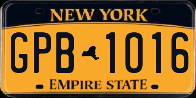 NY license plate GPB1016