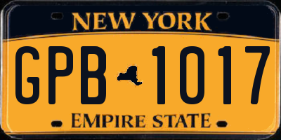 NY license plate GPB1017