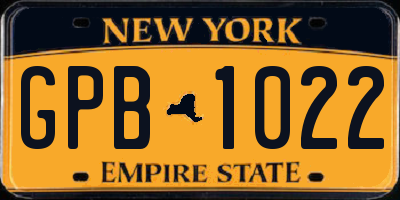 NY license plate GPB1022