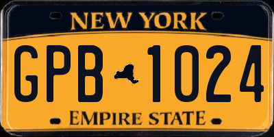 NY license plate GPB1024
