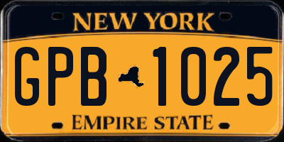 NY license plate GPB1025